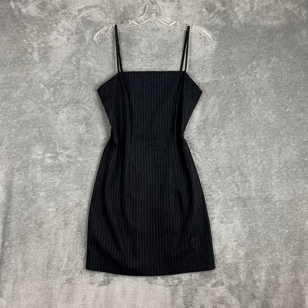 Vintage Y2K Byer Too Mini Dress Womens 9 Black Pinstripe Dark Academia USA